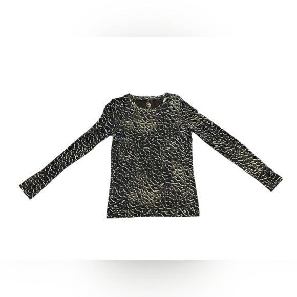 Tory Burch Long Sleeve 100% Pima Cotton Brown Animal Print Size XS - Picture 5 of 9